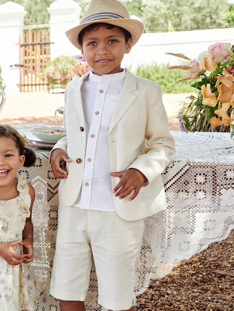 Veste garçon cérémonie en coton/lin beige+beige clair+bleu+marine foncé+vert sauge - vertbaudet enfant 