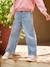 Jean fille large bas effiloché denim bleached+gris+stone - vertbaudet enfant 