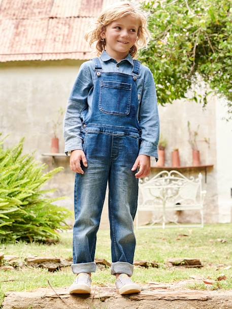 Salopette en jean garçon style 'worker' poches fantaisie stone - vertbaudet enfant 
