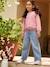 Jean fille large bas effiloché denim bleached+gris+stone - vertbaudet enfant 
