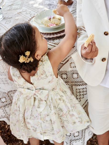 Robe fleurie bébé en gaze de coton écru - vertbaudet enfant 
