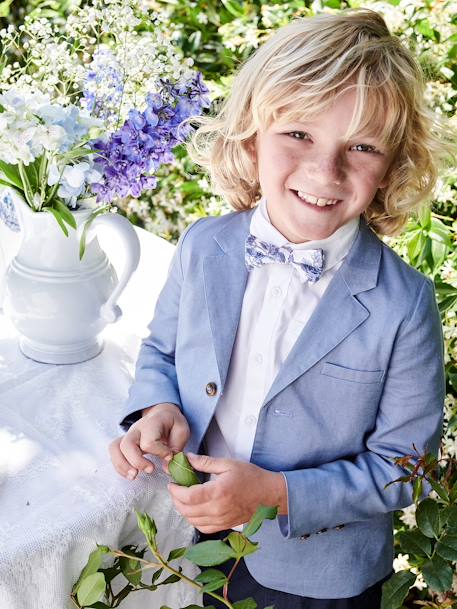Veste garçon cérémonie en coton/lin beige+beige clair+bleu+marine foncé+vert sauge - vertbaudet enfant 