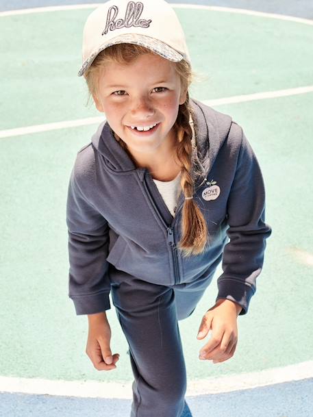 Sweat fille zippé à capuche sport bleu - vertbaudet enfant 