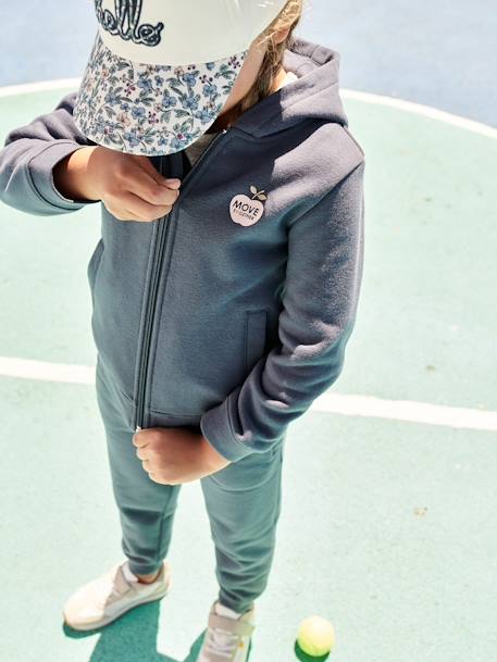 Sweat fille zippé à capuche sport bleu - vertbaudet enfant 