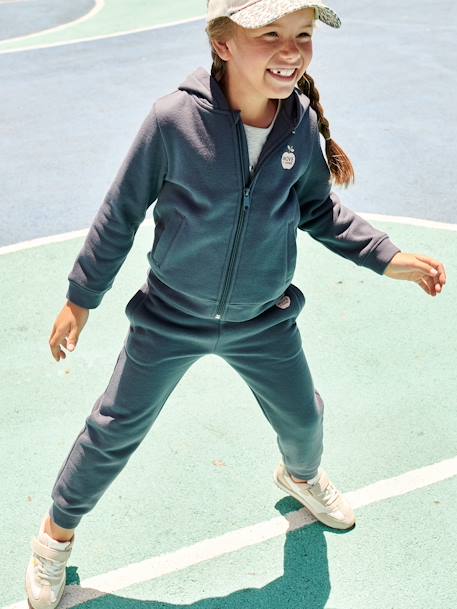 Sweat fille zippé à capuche sport bleu - vertbaudet enfant 