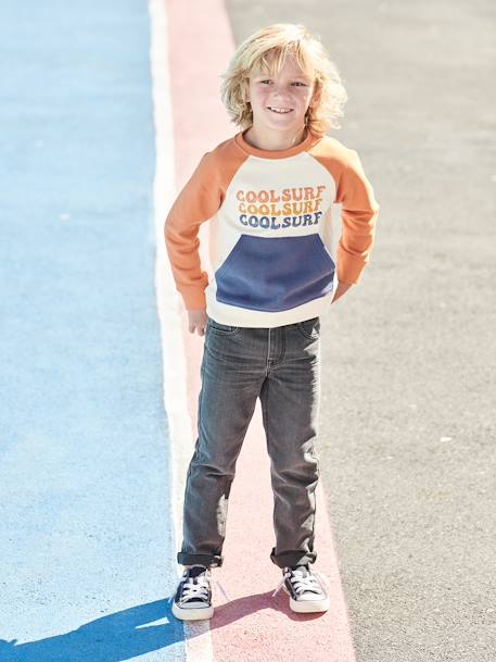 Jean garçon droit indestructible waterless DENIM BRUT+denim gris+STONE - vertbaudet enfant 