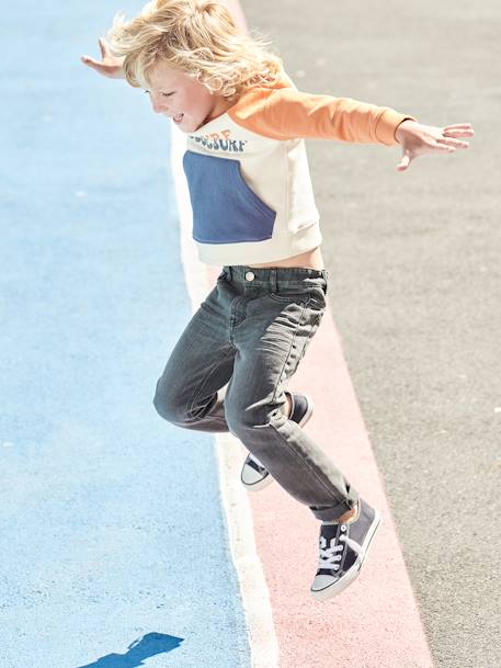 Jean garçon droit indestructible waterless DENIM BRUT+denim gris+STONE - vertbaudet enfant 