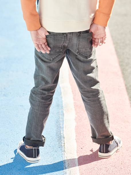 Jean garçon droit indestructible waterless DENIM BRUT+denim gris+STONE - vertbaudet enfant 