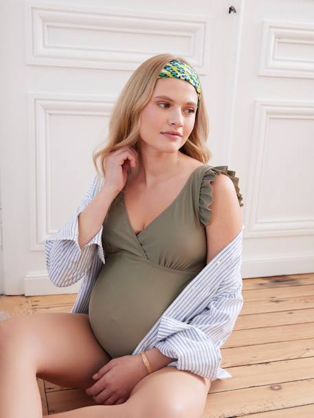 Crossover Swimsuit, Maternity & Nursing Special olive - vertbaudet enfant 