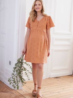 Maternity-Dresses-Embroidered Cotton Gauze Dress, Maternity & Nursing Special