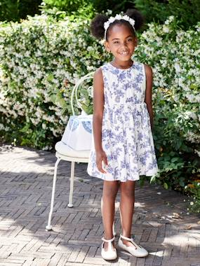 Girls-Dresses-Floral Occasion Wear Dress with Bow on the Back, for Girls
