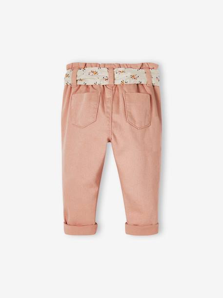 Paperbag Trousers with Belt, for Babies lichen+rosy - vertbaudet enfant 
