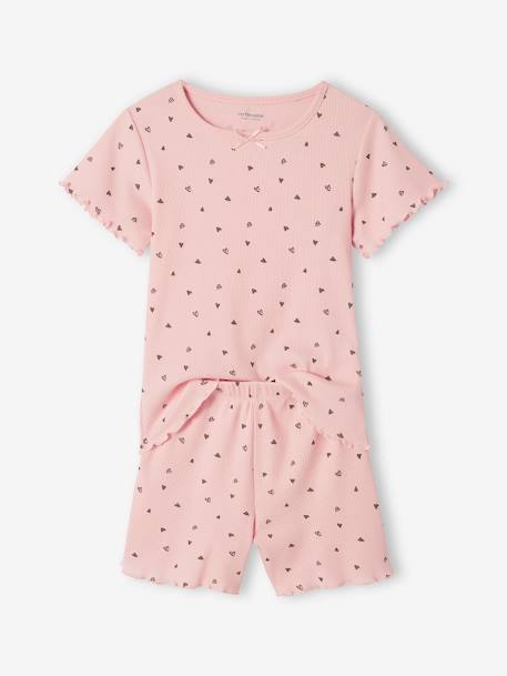 Pack of 2 Pyjamas in Printed Rib Knit, for Girls rosy - vertbaudet enfant 