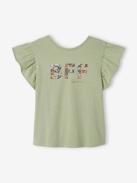 T-shirt fantaisie manches volantées fille encre+vert sauge - vertbaudet enfant 