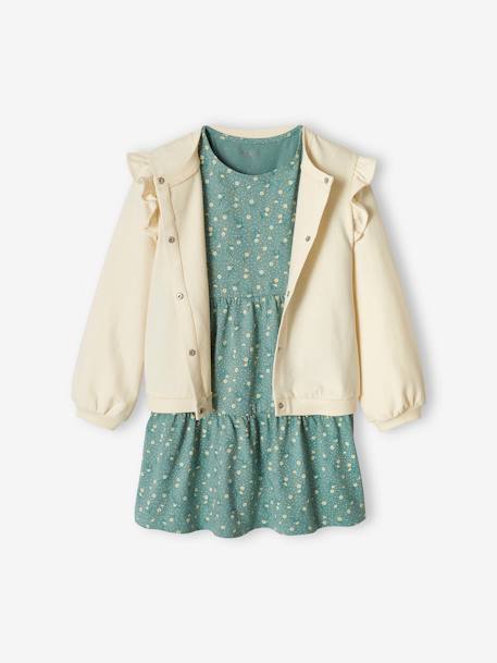 Dress & Jacket Combo for Girls emerald green+peach - vertbaudet enfant 