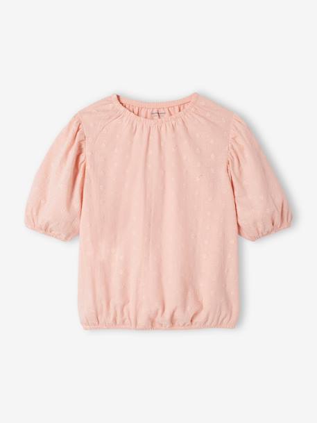 Tee-shirt blouse brodé fille rose pâle - vertbaudet enfant 