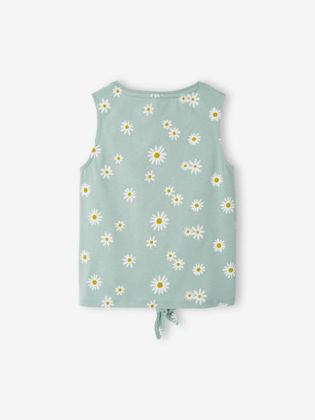 Printed Sleeveless Top with Bow for Girls grey blue - vertbaudet enfant 