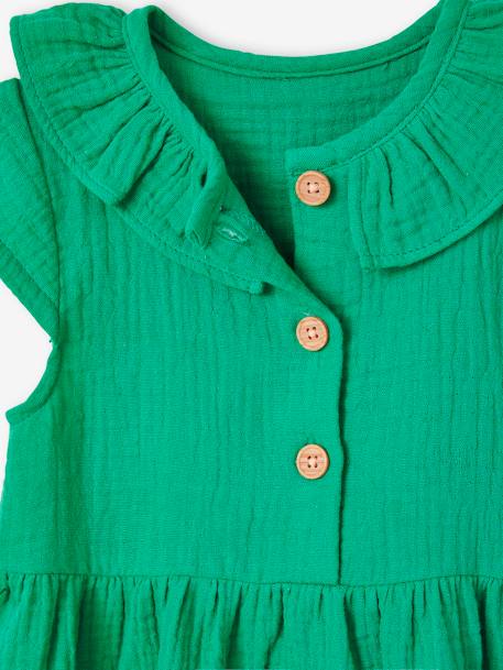 Robe à collerette bébé en gaze de coton orange+vert - vertbaudet enfant 