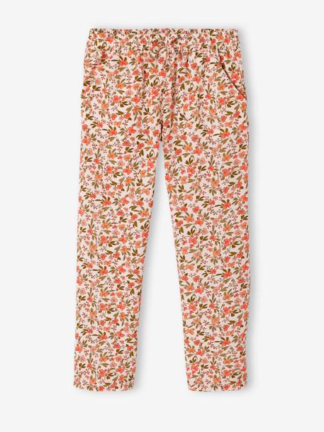 T-Shirt & Fluid Printed Trouser Combo, for Girls coral+emerald green+YELLOW MEDIUM SOLID - vertbaudet enfant 