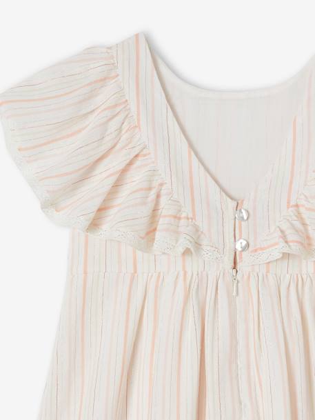 Striped Occasionwear Dress with Shimmery Yarn for Girls ecru - vertbaudet enfant 
