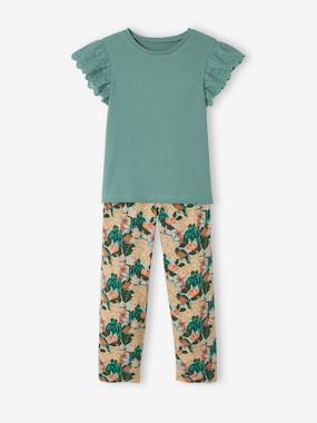 Girls-Outfits-T-Shirt & Fluid Printed Trouser Combo, for Girls