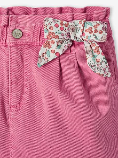 Jupe paperbag fille avec  noeud fantaisie fleuri rose bonbon - vertbaudet enfant 