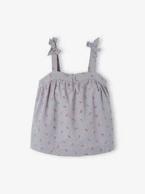 -Blouse with Straps & Floral Print for Girls