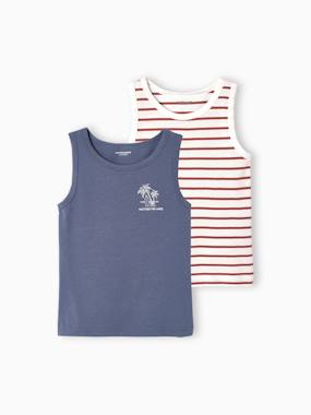 Garçon-T-shirt, polo, sous-pull-Lot de 2 débardeurs garçon thème palmier