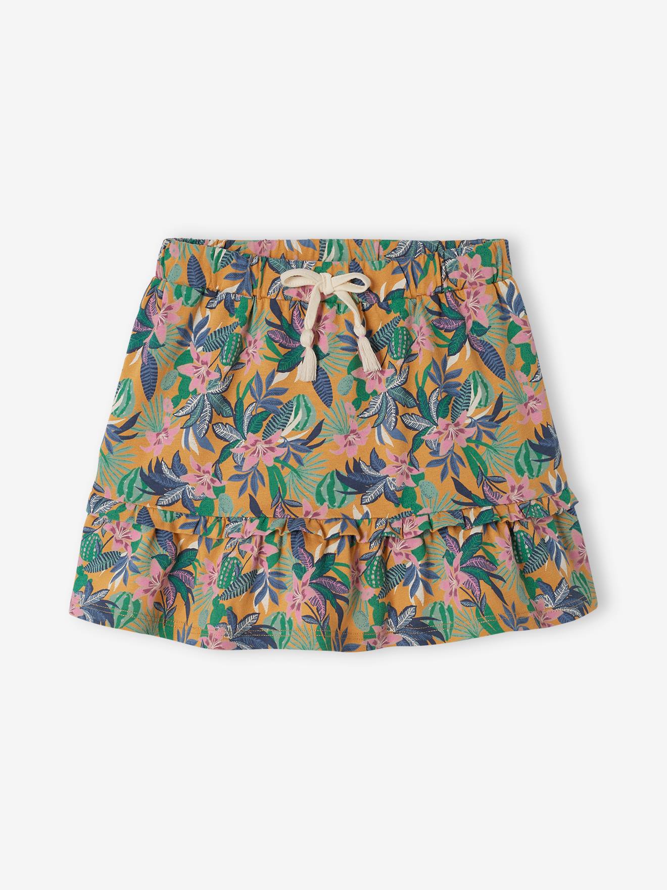 Ensemble Fille T-shirt à Volants + Jupe Gaze Coton - Style été, Manches Courtes, Taille élastique, Bretelles Réglables