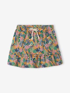 Girls-Skirts-Ruffled Skirt with Exotic Motif, for Girls