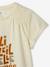 Tee-shirt à message irisé fille épaules smockées écru - vertbaudet enfant 