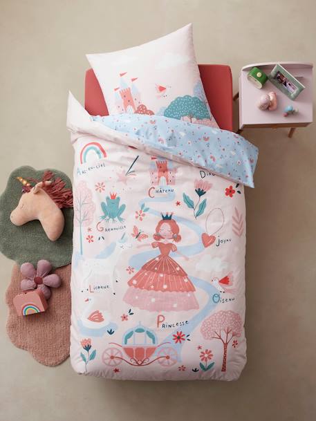 Duvet Cover & Pillowcase Set for Children, ABC Princess mauve - vertbaudet enfant 