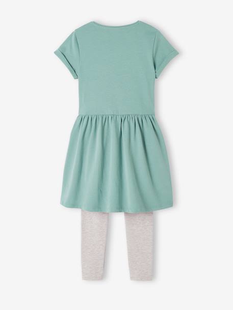 2-Piece Ensemble, Dress & Leggings with Iridescent Details for Girls emerald green - vertbaudet enfant 