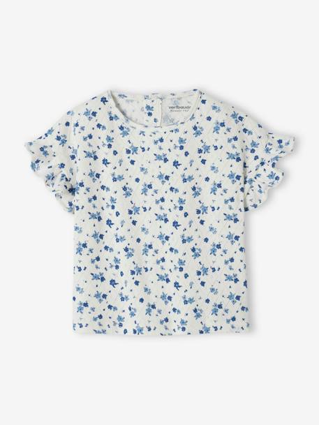 Floral T-Shirt in Pointelle Knit, for Babies ecru - vertbaudet enfant 