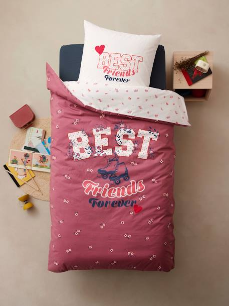 Parure housse de couette + taie d'oreiller enfant BFF écru - vertbaudet enfant 