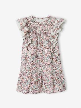 Girls-Cherry Blossom Dress, Ruffled Sleeves, for Girls