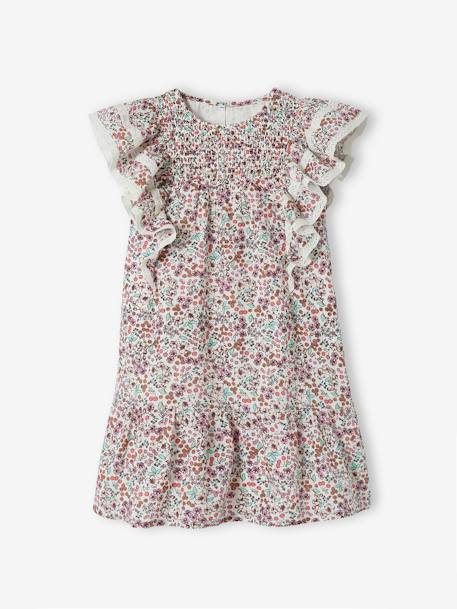 Cherry Blossom Dress, Ruffled Sleeves, for Girls ecru - vertbaudet enfant 