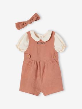 3-Piece Combo: T-Shirt, Jumpsuit & Headband for Babies  - vertbaudet enfant