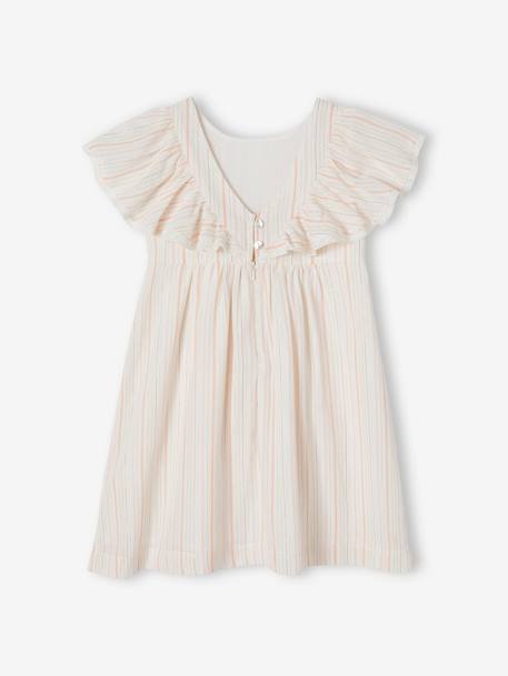 Striped Occasionwear Dress with Shimmery Yarn for Girls ecru - vertbaudet enfant 