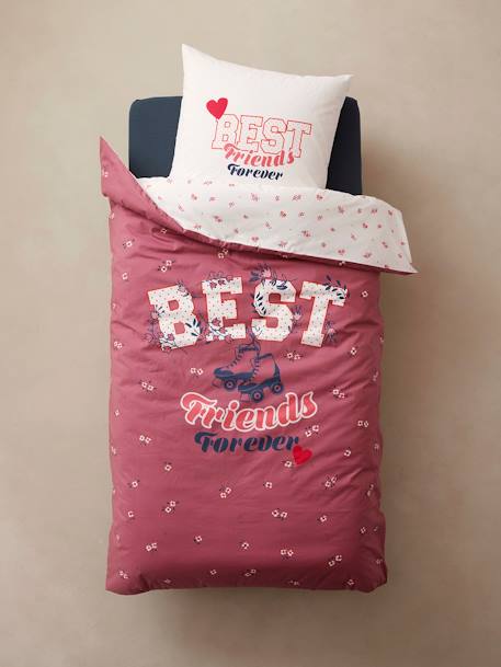 Duvet Cover + Pillowcase Set for Children, BFF WHITE MEDIUM SOLID WITH DESIGN - vertbaudet enfant 