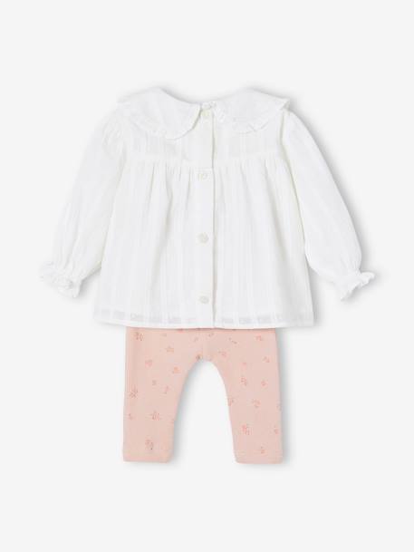 Ensemble bébé legging + blouse manches longues rose poudré - vertbaudet enfant 