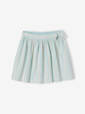 -Striped Skirt with Shimmery Thread, in Cotton/Linen, for Girls