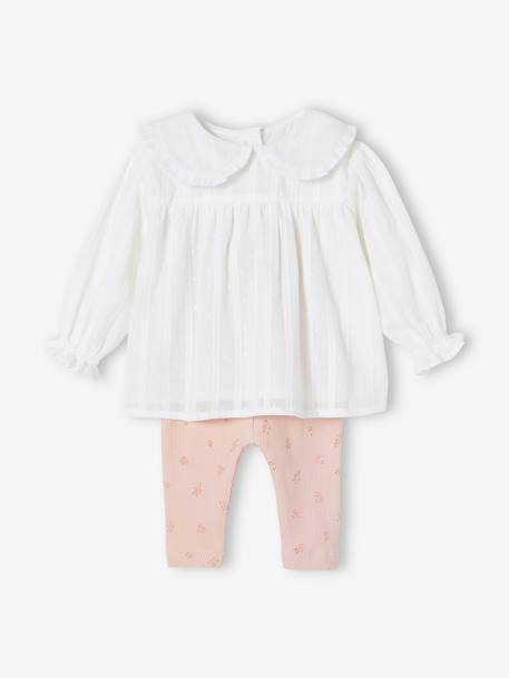 Ensemble bébé legging + blouse manches longues rose poudré - vertbaudet enfant 