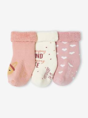 Pack of 3 Pairs of Hearts & Rabbits Socks for Baby Girls  - vertbaudet enfant