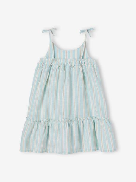 Dress with Straps & Shimmery Stripes for Girls pale blue - vertbaudet enfant 