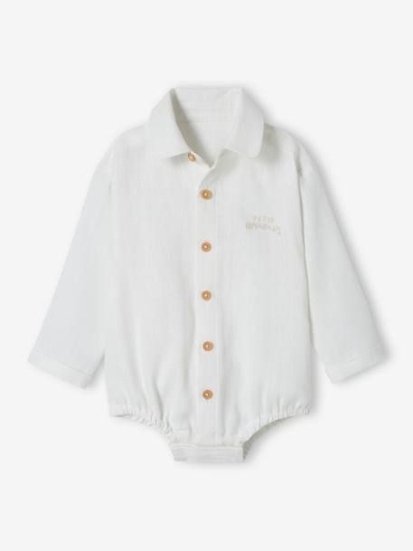Long Sleeve Bodysuit Shirt for Babies white - vertbaudet enfant 