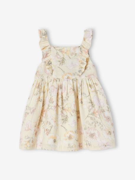 Floral Dress in Cotton Gauze for Babies ecru - vertbaudet enfant 