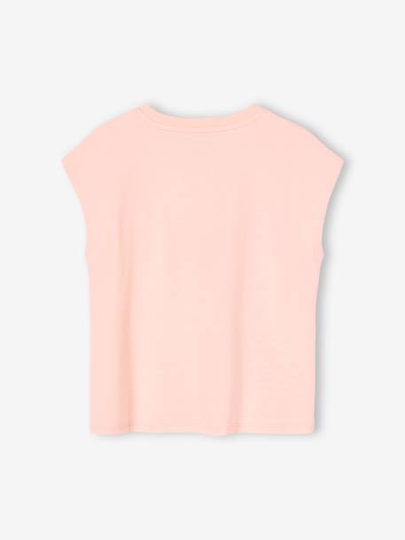 Sleeveless T-Shirt, Summer Motif, for Girls ecru+sweet pink - vertbaudet enfant 