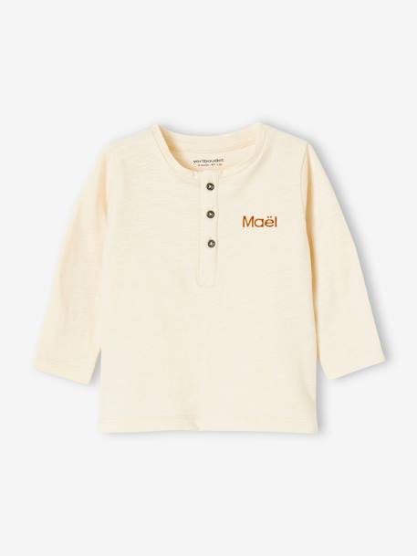 Grandad-Style Long-Sleeved Top for Baby Boys BEIGE LIGHT SOLID - vertbaudet enfant 