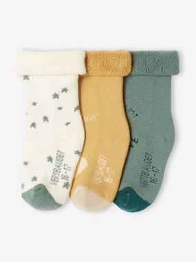 Pack of 3 Pairs of Socks with Stars, Clouds & Sun for Babies  - vertbaudet enfant